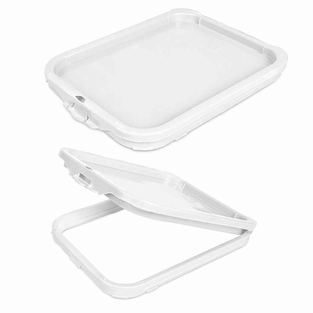 White Polypropylene UN Rated Hinged Lid for 3.5 Gallon Super Kube K3 Square Buckets