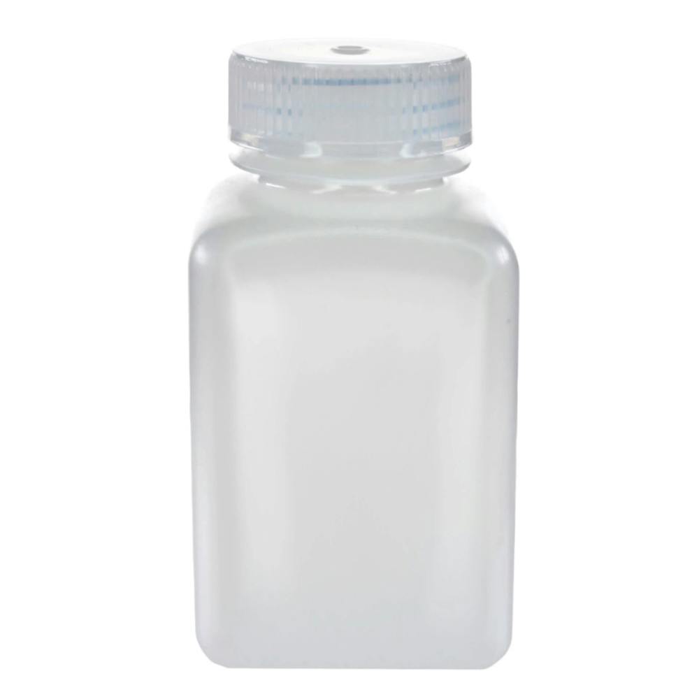 175mL Natural HDPE Sterile Wide Mouth Square Reagent Bottle with 38/415 Natural Polypropylene Cap - Package of 12