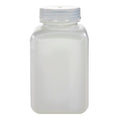 500mL Natural HDPE Sterile Wide Mouth Square Reagent Bottle with 43/415 Natural Polypropylene Cap - Package of 12