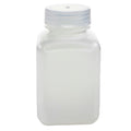 250mL Natural HDPE Non-Sterile Wide Mouth Square Reagent Bottle with 43/415 Natural Polypropylene Cap - Package of 12