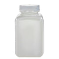 500mL Natural HDPE Non-Sterile Wide Mouth Square Reagent Bottle with 43/415 Natural Polypropylene Cap - Package of 12