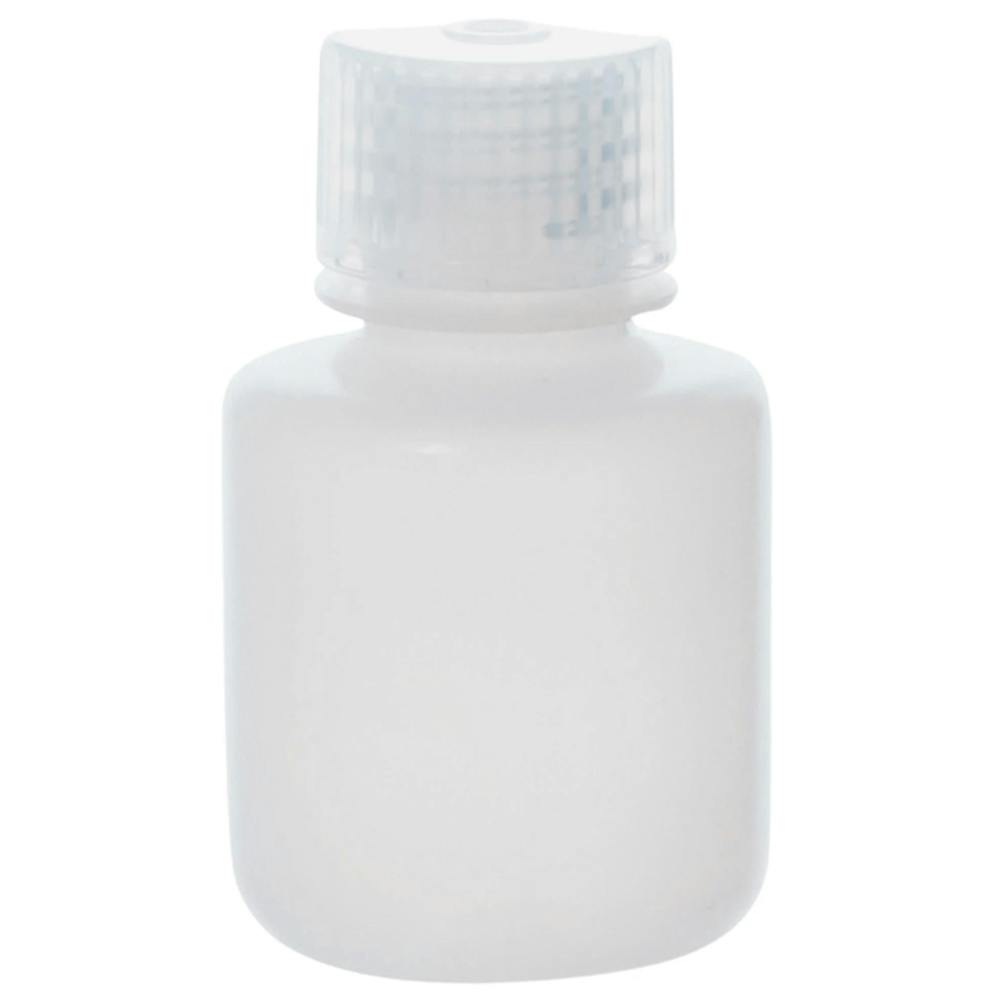 30mL Natural HDPE Narrow Mouth Round Reagent Bottle with 20/415 Natural Polypropylene Cap - Package of 12