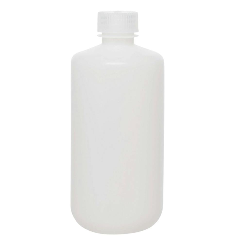 1000mL Natural HDPE Narrow Mouth Round Reagent Bottle with 38/430 Natural Polypropylene Cap - Package of 12
