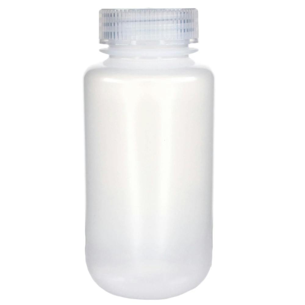 250mL Natural LDPE Wide Mouth Round Reagent Bottle with 43/415 Natural Polypropylene Cap - Package of 12