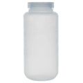 1000mL Natural LDPE Wide Mouth Round Reagent Bottle with 63/415 Natural Polypropylene Cap - Package of 12