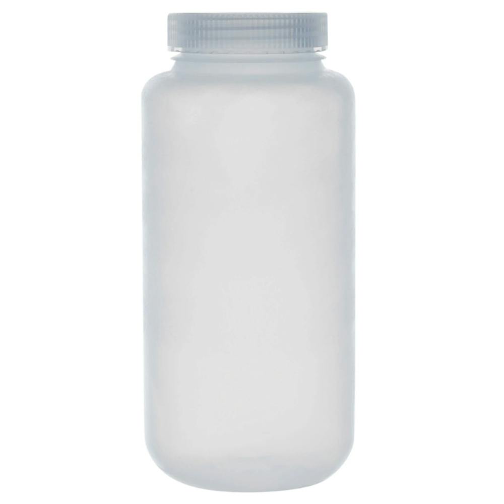 1000mL Natural LDPE Wide Mouth Round Reagent Bottle with 63/415 Natural Polypropylene Cap - Package of 12