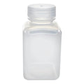 250mL Natural Polypropylene Wide Mouth Square Reagent Bottle with 43/415 Natural Polypropylene Cap - Package of 12