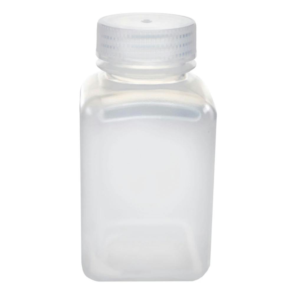 250mL Natural Polypropylene Wide Mouth Square Reagent Bottle with 43/415 Natural Polypropylene Cap - Package of 12