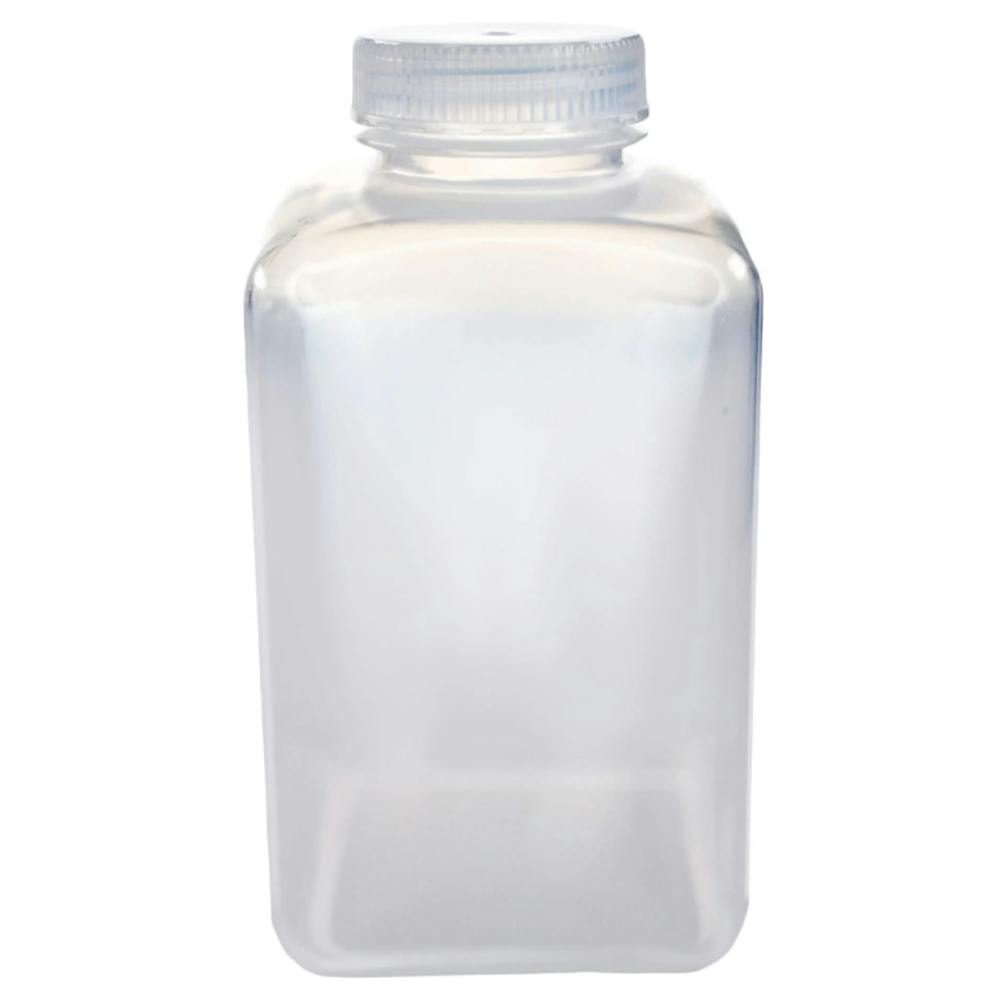 1000mL Natural Polypropylene Wide Mouth Square Reagent Bottle with 53/415 Natural Polypropylene Cap - Package of 12