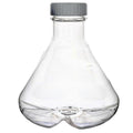 3000mL Clear PETG Sterile Baffled-Bottom Erlenmeyer Flask with 70/430 White Polypropylene Non-Vented Cap - Case of 4