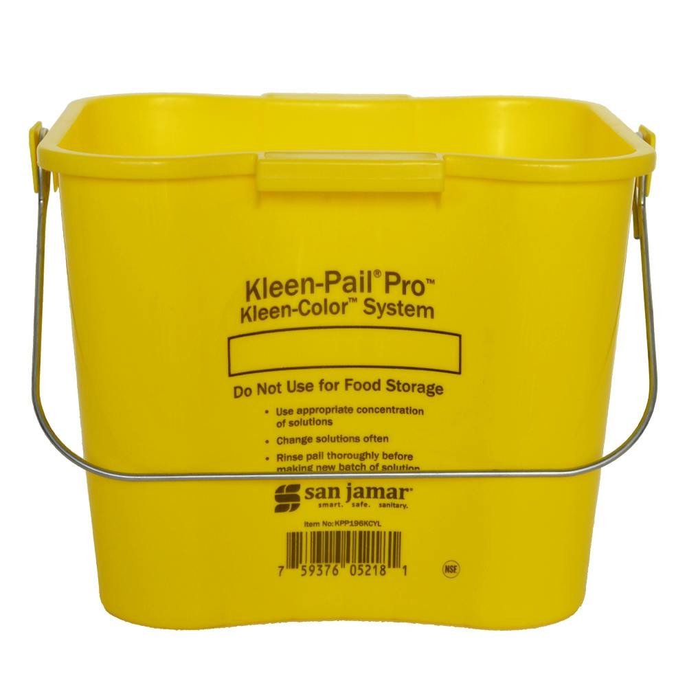 6 Quart Yellow Polypropylene Square Kleen-Pail® Pro™ Color-Coded Cleaning Bucket with Metal Handle