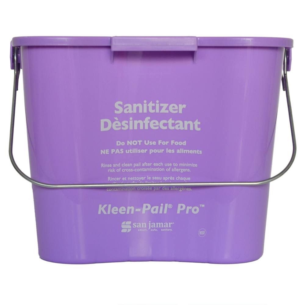 6 Quart Purple Polypropylene Square Kleen-Pail® Pro™ Color-Coded Cleaning Bucket with Metal Handle