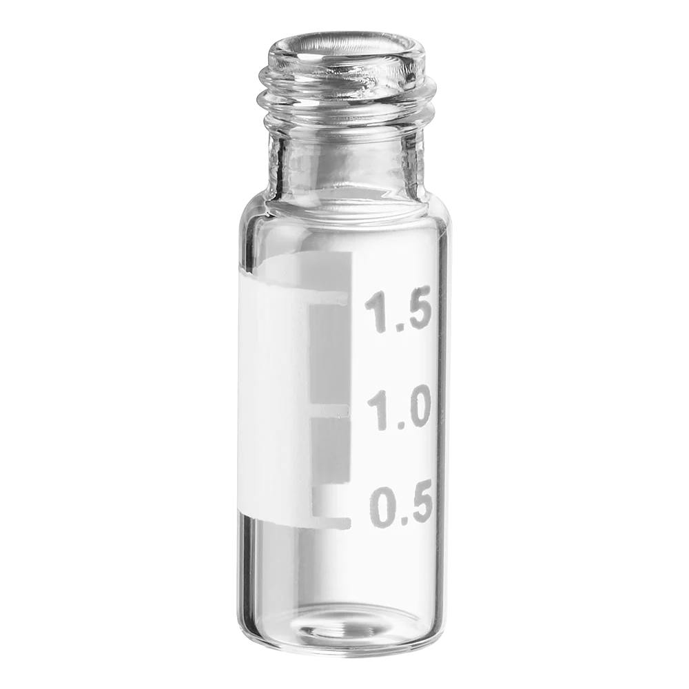 2mL Clear Borosilicate Glass Graduated DiamondPure™ Chromatography Vial with 9mm Threaded Neck (Cap Sold Separately) - Case of 1000