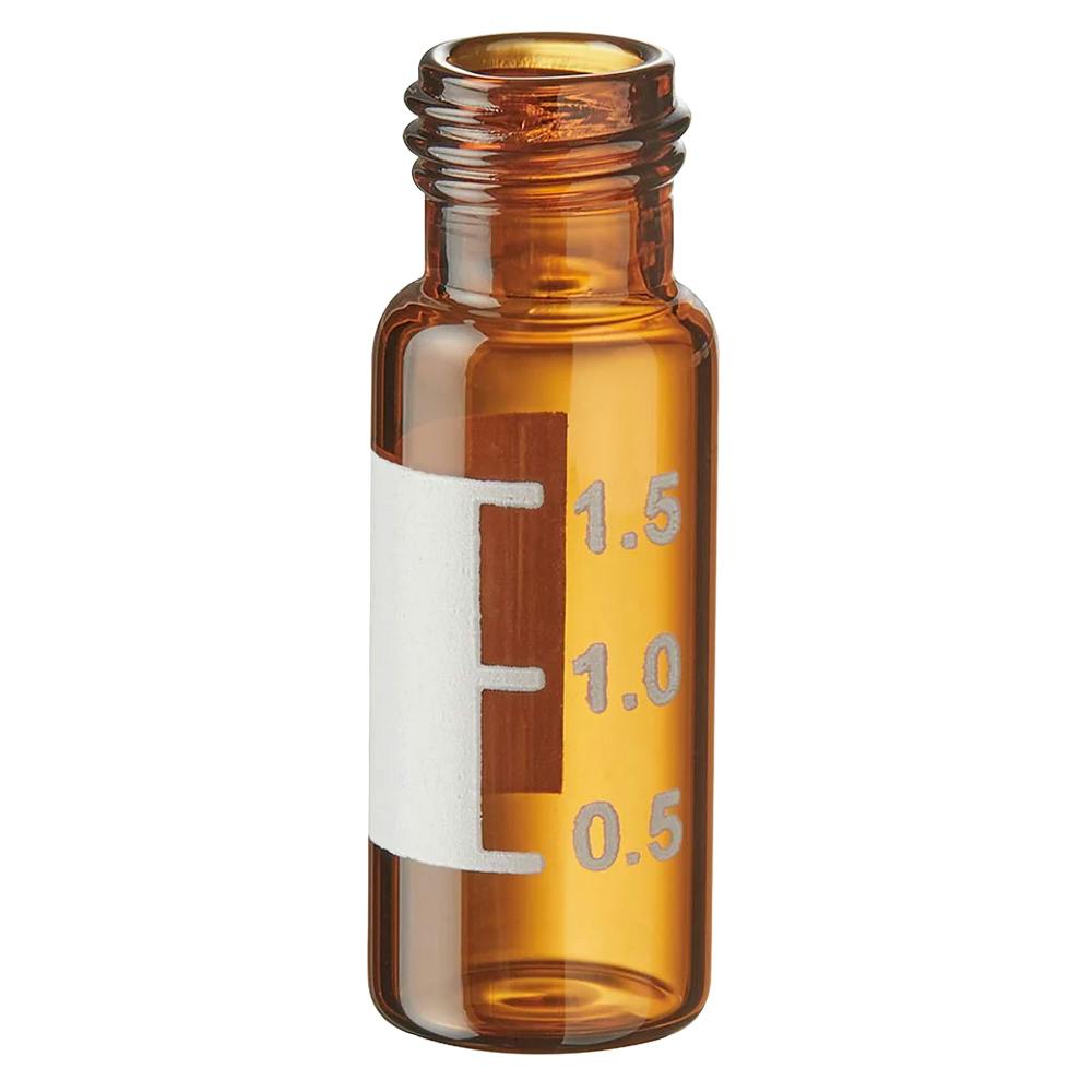 2mL Amber Borosilicate Glass Graduated DiamondPure™ Chromatography Vial with 9mm Threaded Neck (Cap Sold Separately) - Case of 1000