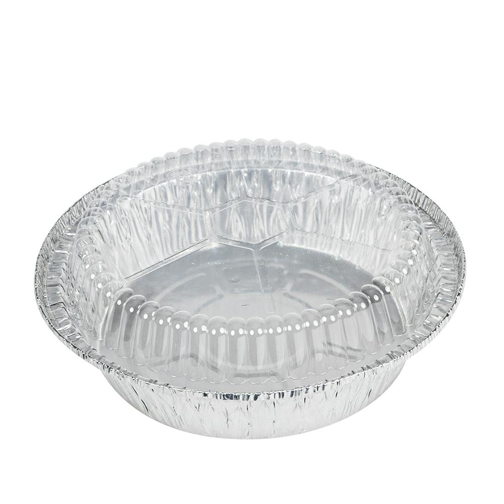 7" Silver Foil Round Food Container with Clear Polystyrene Dome Lid - Case of 250