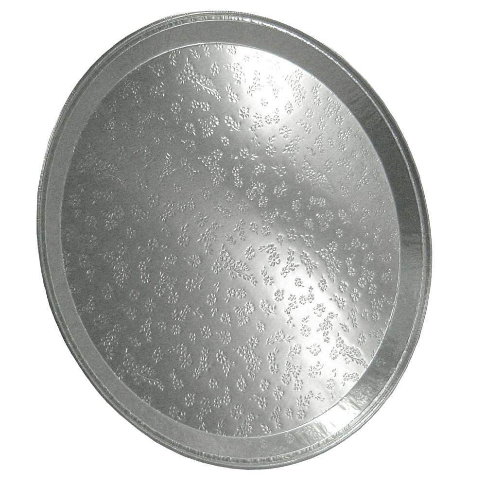 18" Silver Foil Round Flat Catering Tray (Lid Sold Separately) - Case of 25