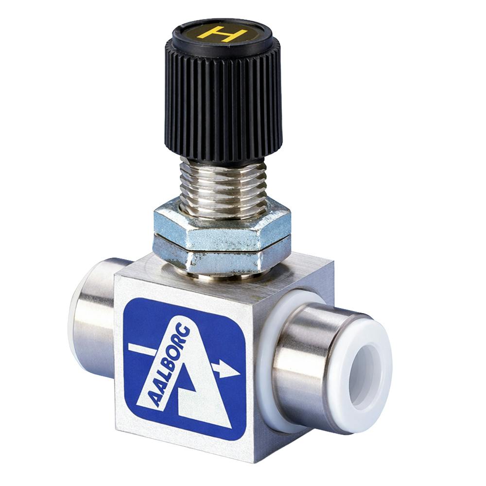 1/4" Compression x 1/4" Compression Straight CVT™ Series Utility PTFE Needle Valve with Stainless Steel Shell - 0.011 Cv