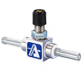 0.39" OD Glass Nipple x 0.39" OD Glass Nipple Straight CVT™ Series Utility PTFE Needle Valve with Stainless Steel Shell - 0.25 Cv