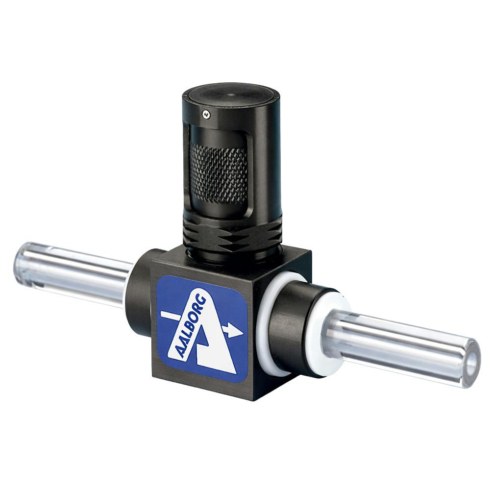 0.39" OD Glass Nipple x 0.39" OD Glass Nipple Straight MVT™ Series Metering PTFE Needle Valve with Aluminum Shell - 0.015 Cv