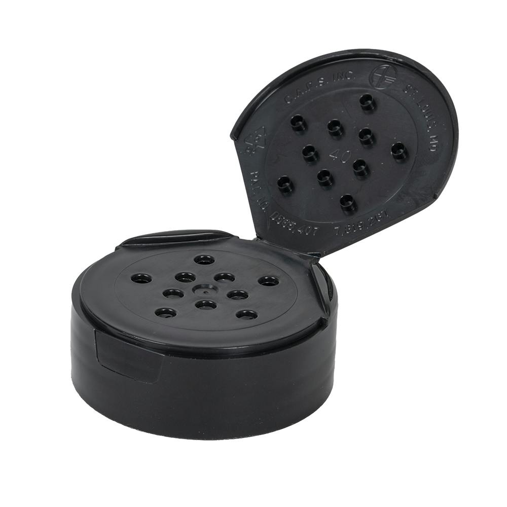 38/485 Black 10 Hole Spice Cap with Heat Induction Liner - 0.125" Holes