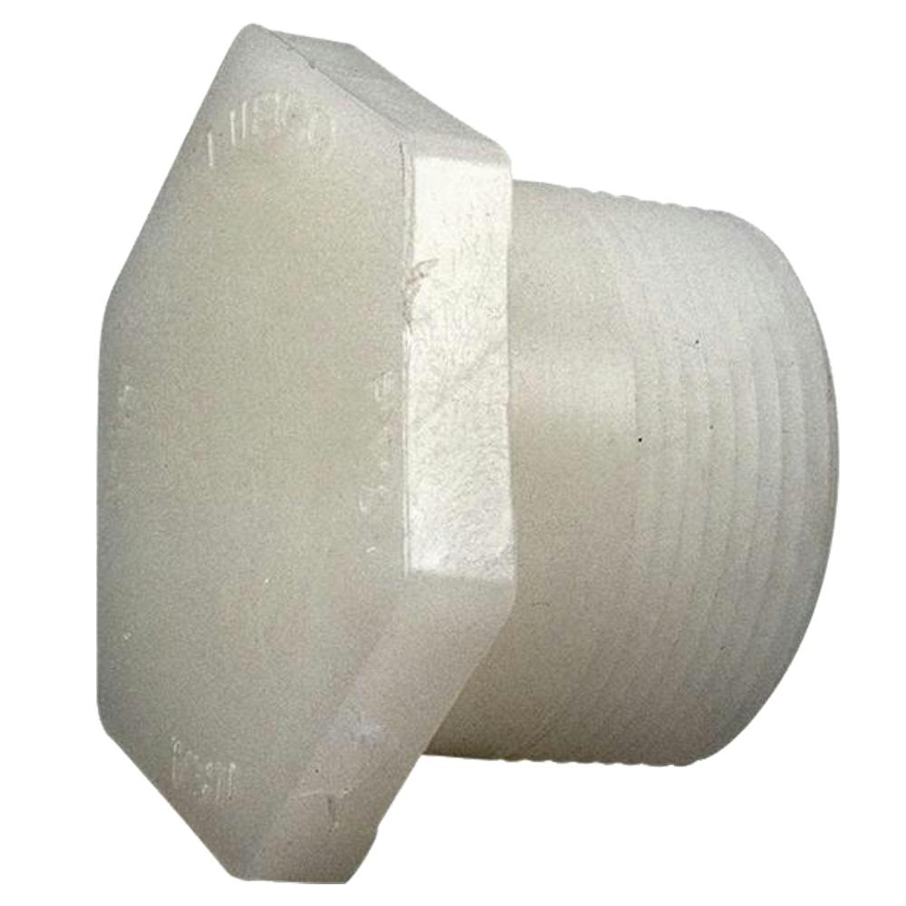 1" MNPT Chemtrol® Natural Kynar® PVDF Schedule 80 Threaded Hex Plug