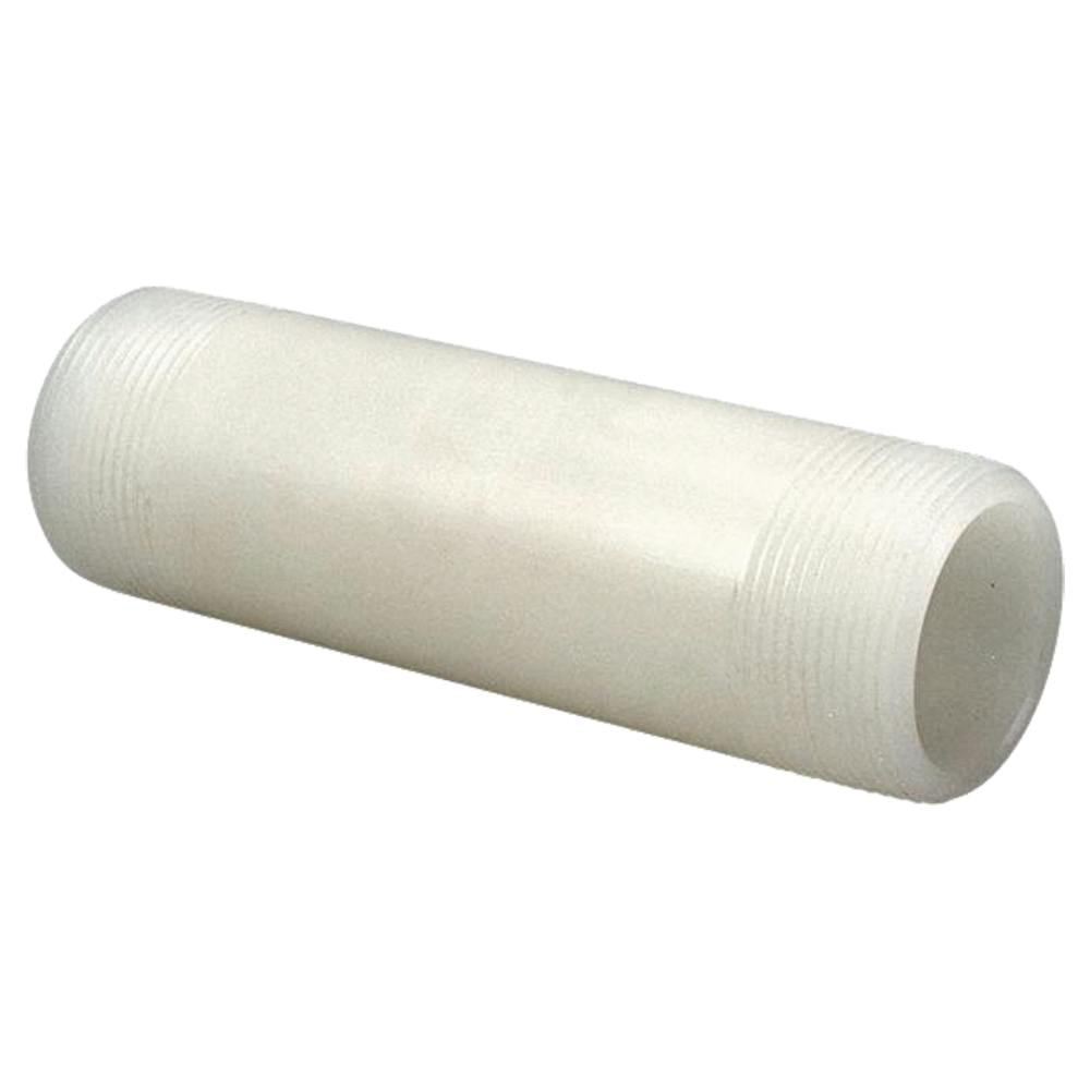 3/4" MNPT x 6" L Chemtrol® Natural Kynar® PVDF Schedule 80 Threaded Pipe Nipple