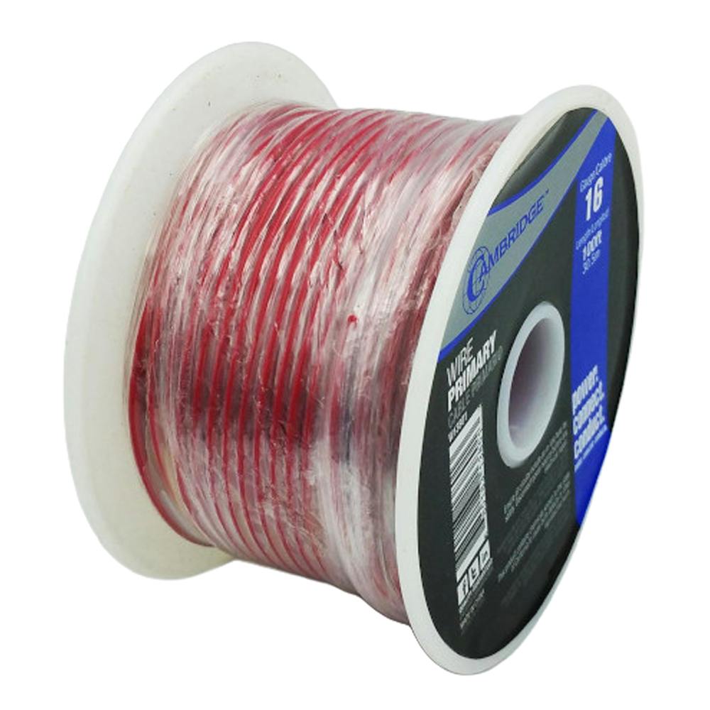 16 AWG 19-Strand Primary Wire with Red PVC Insulation - 100' Spool