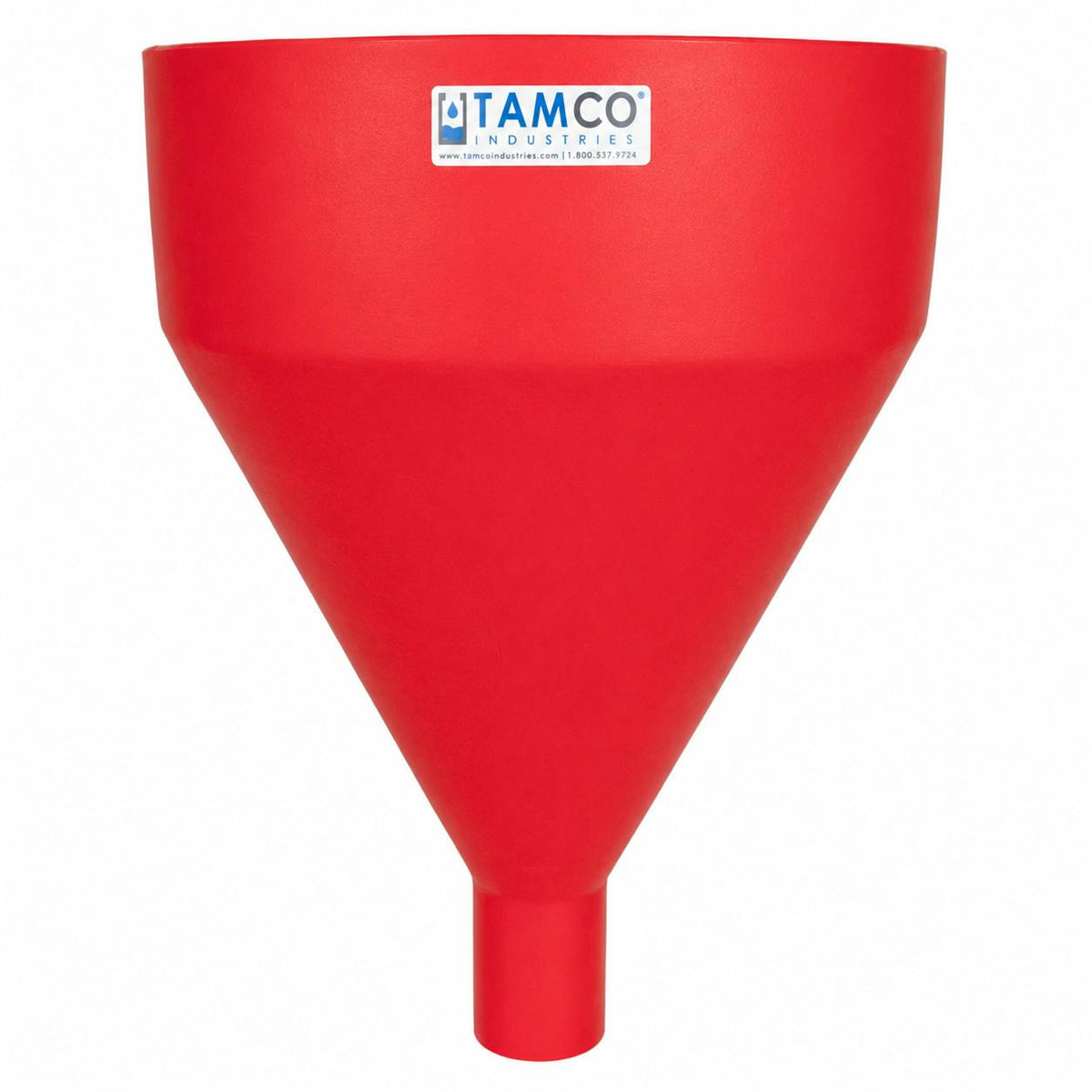 16" Top Diameter Red Round Tamco® Tall Funnel with 3" OD Spout