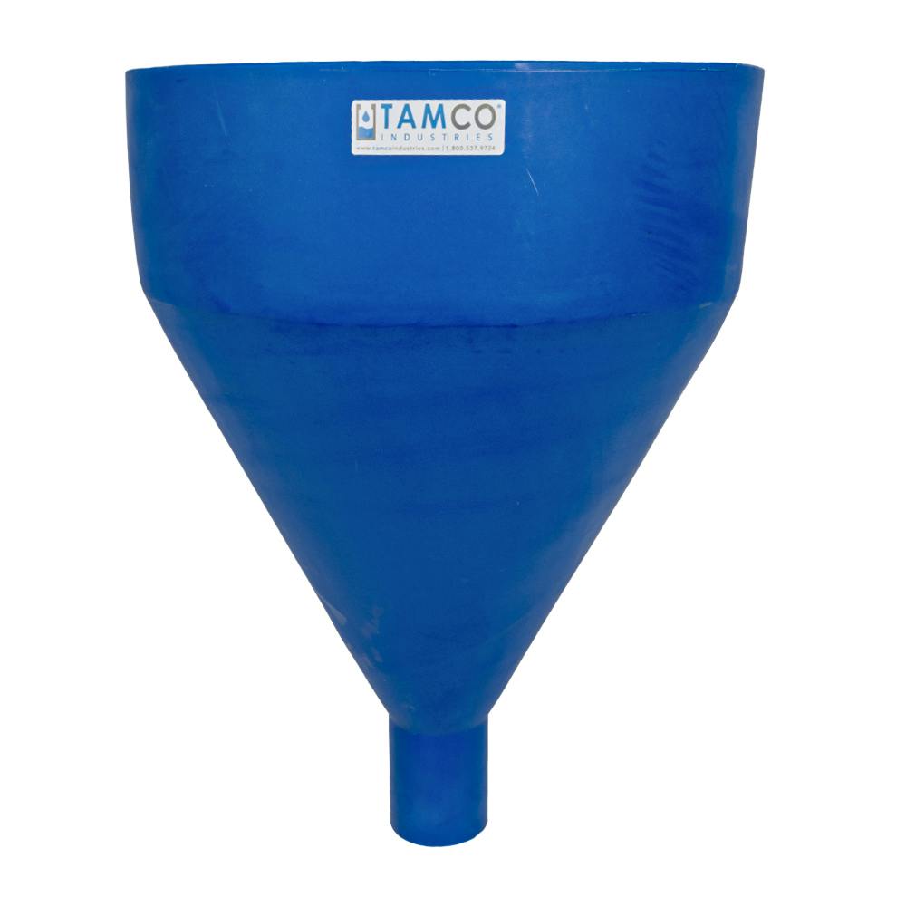 20" Top Diameter Blue Round Tamco® Tall Funnel with 4" OD Spout