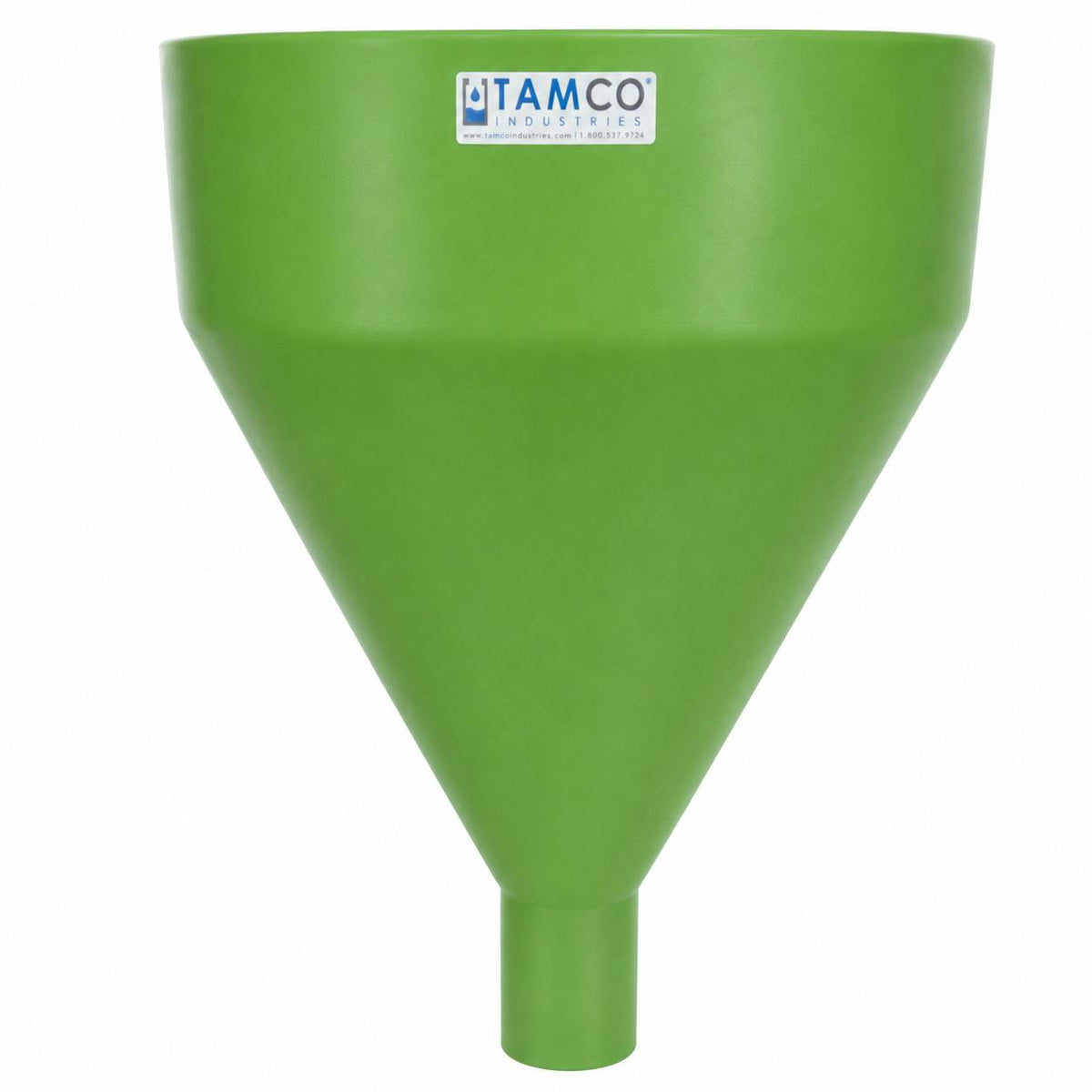 24" Top Diameter Green Round Tamco® Tall Funnel with 4" OD Spout