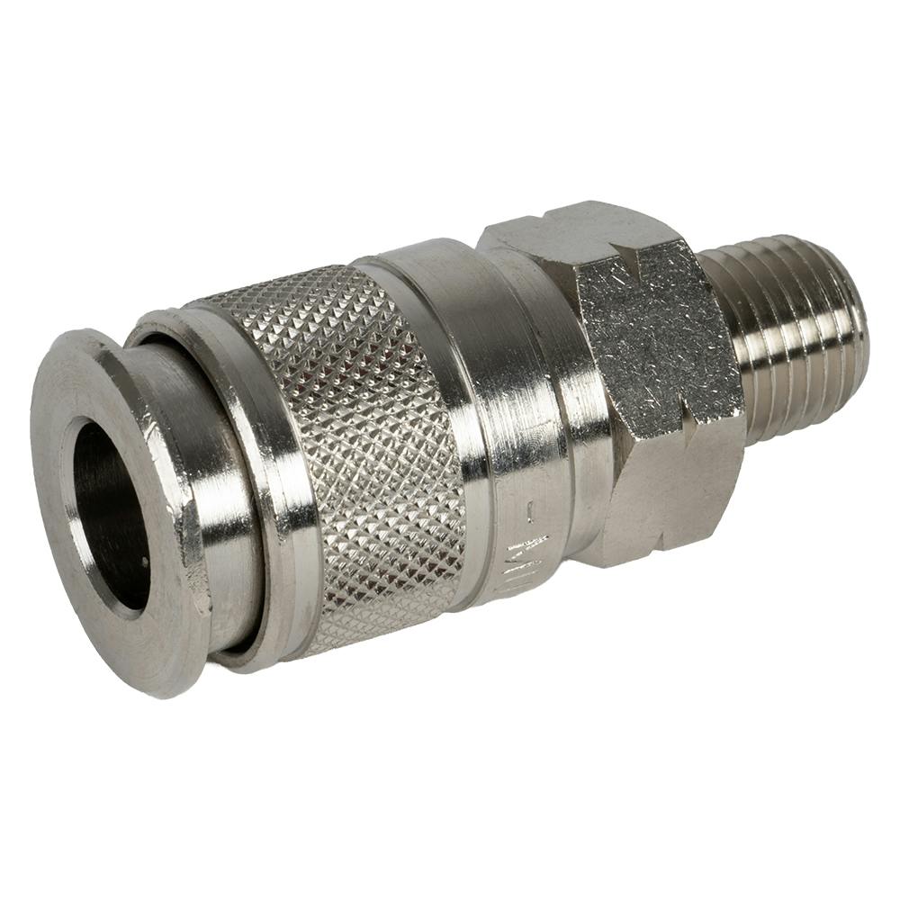 1/4" Body x 1/4" MNPT Nickel-Plated Brass Multisocket Universal Pneumatic Coupler