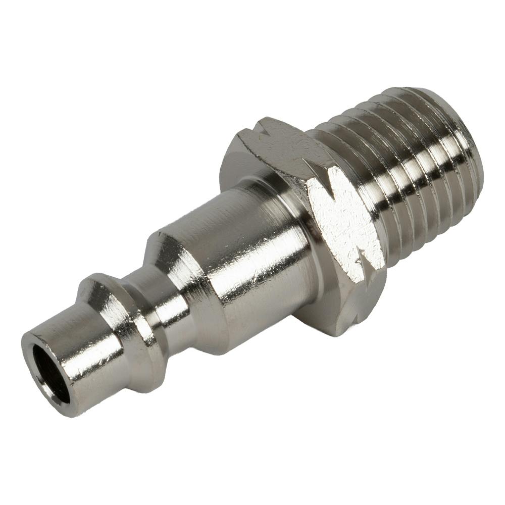 1/4" Body x 1/4" MNPT Nickel-Plated Brass Industrial Interchange Pneumatic Quick Disconnect Plug