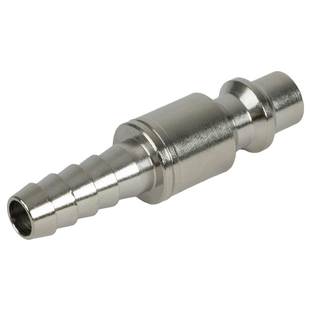 1/4" Body x 1/4" Hose Barb Nickel-Plated Brass Industrial Interchange Pneumatic Quick Disconnect Plug