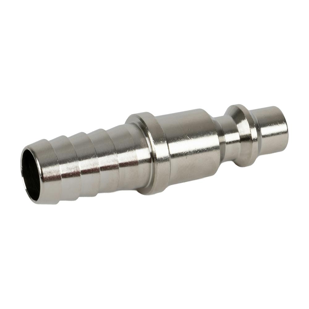 1/4" Body x 3/8" Hose Barb Nickel-Plated Brass Industrial Interchange Pneumatic Quick Disconnect Plug