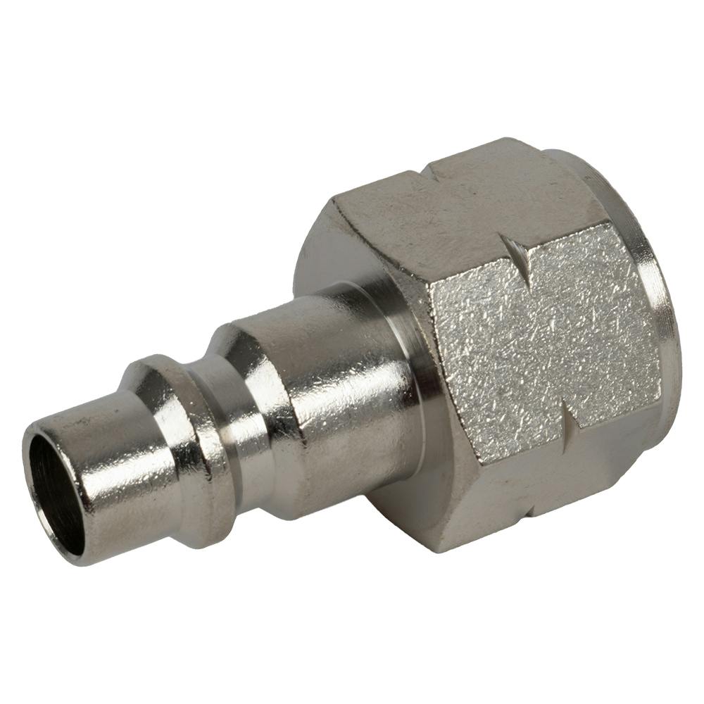 3/8" Body x 1/2" FNPT Nickel-Plated Brass Industrial Interchange Pneumatic Quick Disconnect Plug