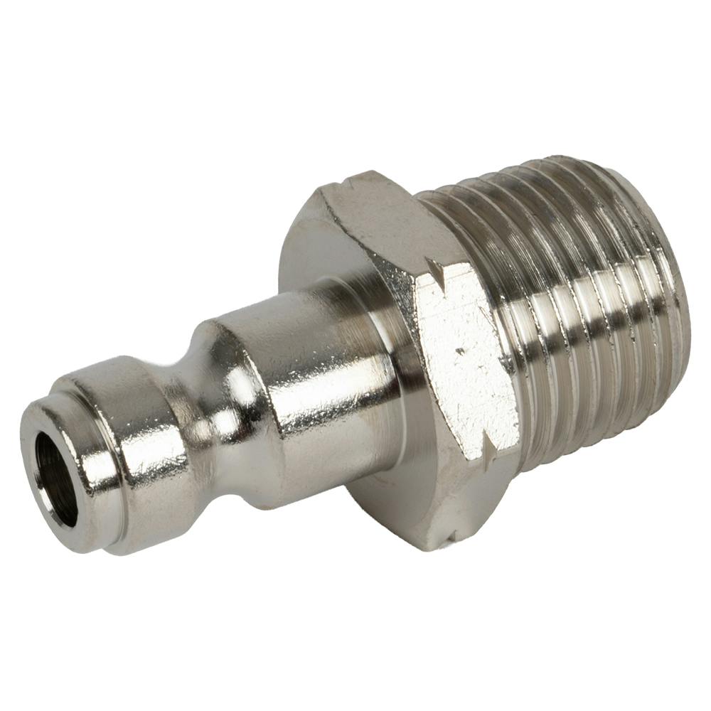 1/4" Body x 1/4" MNPT Nickel-Plated Brass TRU-FLATE® (Automotive) Interchange Pneumatic Quick Disconnect Plug