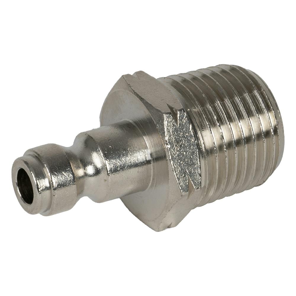 1/4" Body x 1/2" MNPT Nickel-Plated Brass TRU-FLATE® (Automotive) Interchange Pneumatic Quick Disconnect Plug