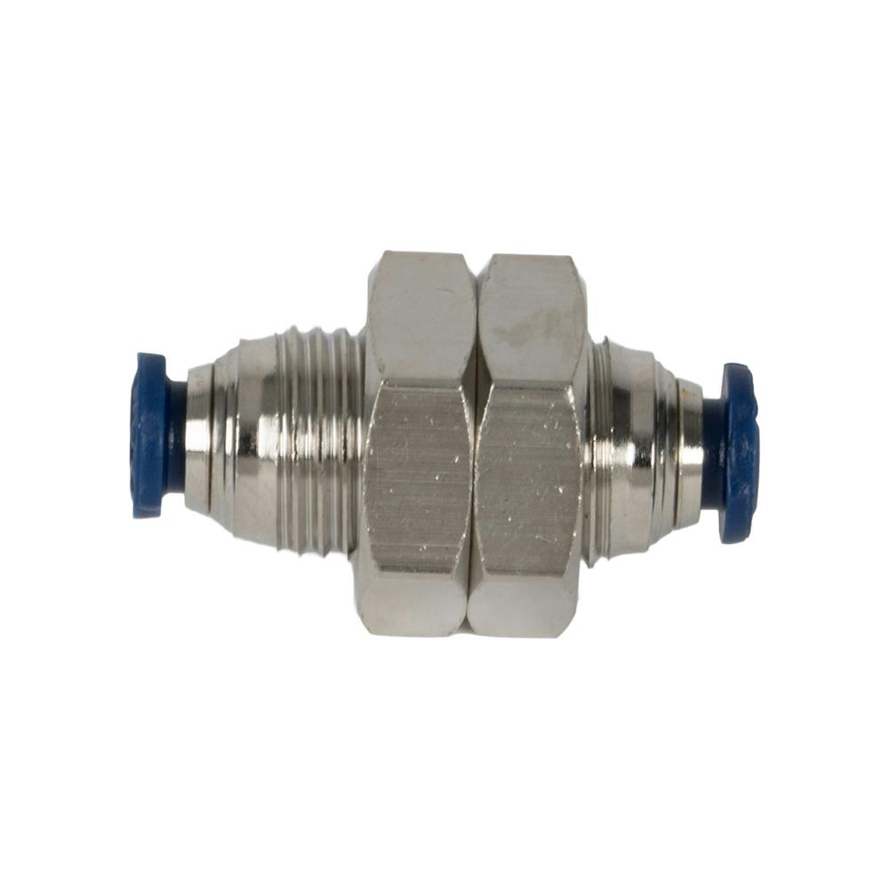 3/8" OD Push-to-Connect x 3/8" OD Push-to-Connect Nickel-Plated Brass Pneumatic Bulkhead Union