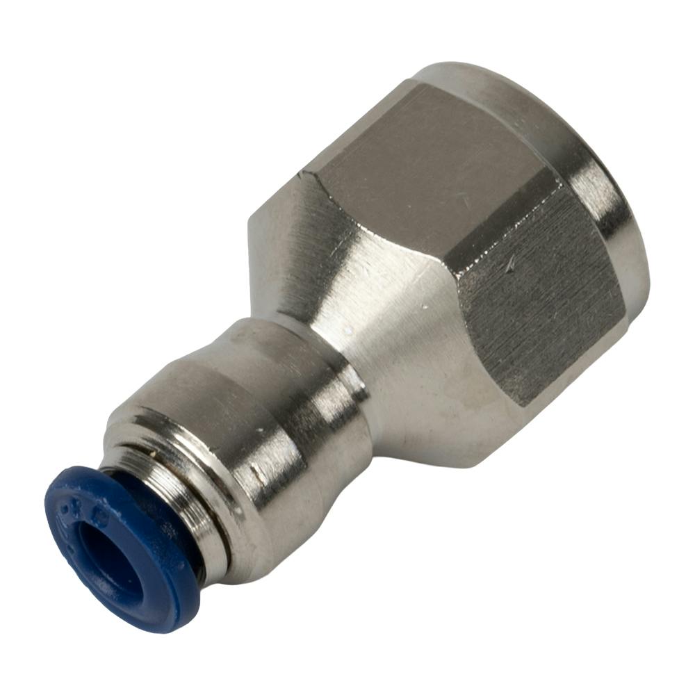 1/8" OD Push-to-Connect x 1/8" FNPT Nickel-Plated Brass Pneumatic Female Adapter