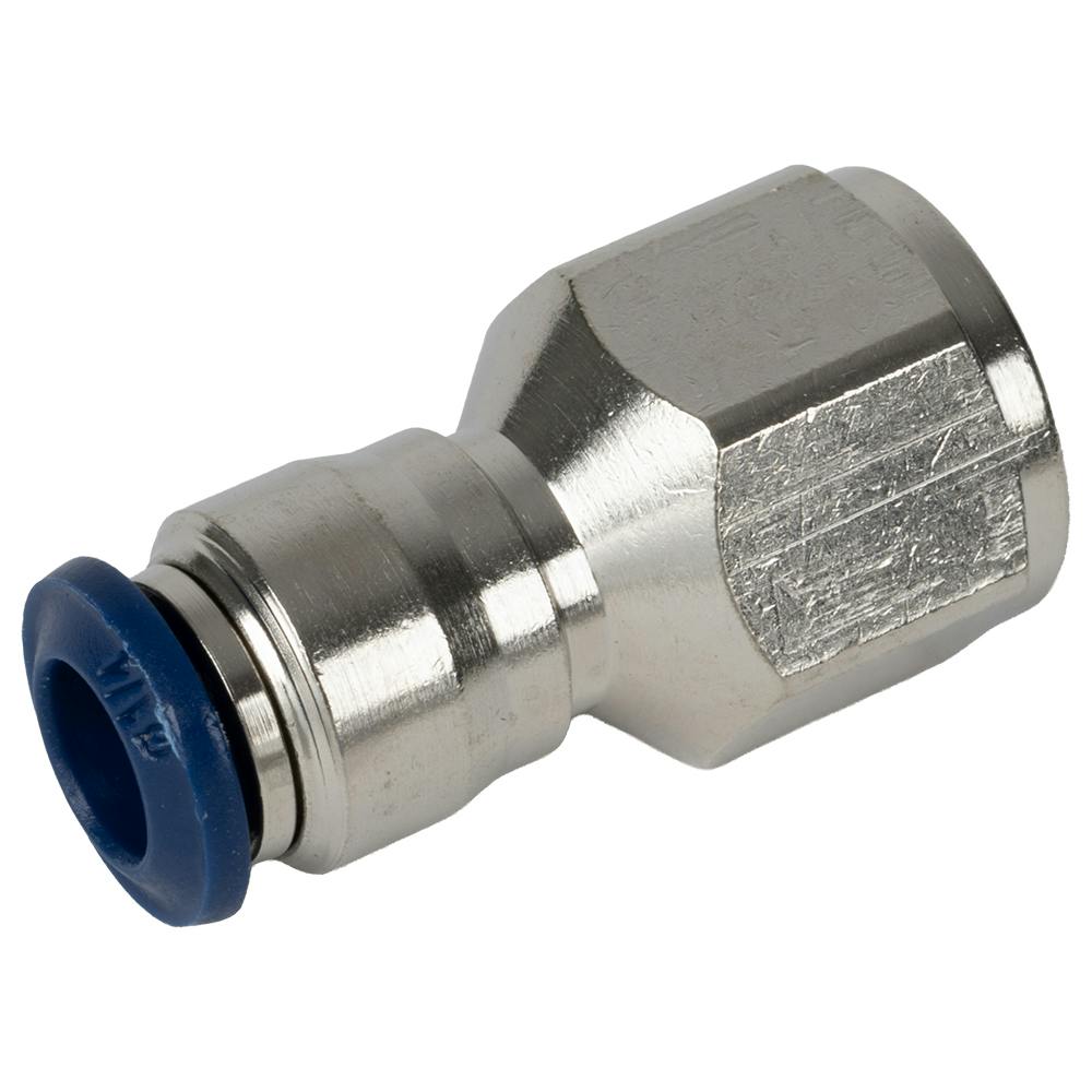 1/4" OD Push-to-Connect x 1/4" FNPT Nickel-Plated Brass Pneumatic Female Adapter