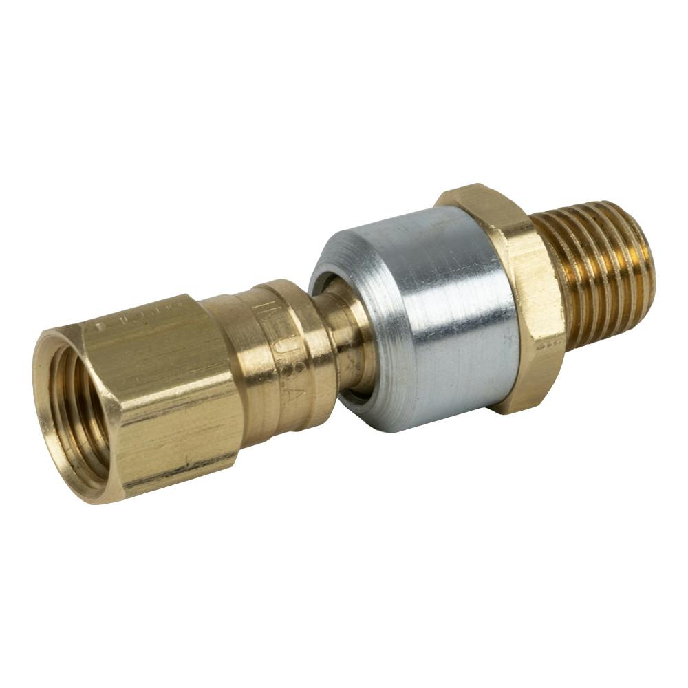 1/4" FNPT x 1/4" MNPT Brass/Steel Pneumatic Ball Swivel Adapter