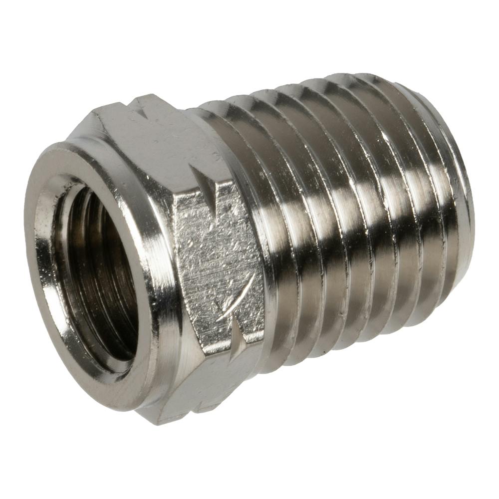 1/8" FNPT x 1/4" MNPT Nickel-Plated Brass Threaded Reducer