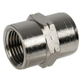 1/2" FNPT x 1/2" FNPT Nickel-Plated Brass Threaded Female Coupling