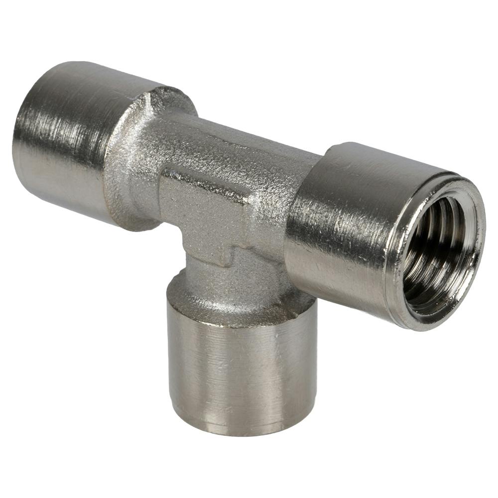 1/4" FNPT x 1/4" FNPT x 1/4" FNPT Nickel-Plated Brass Threaded Female Tee