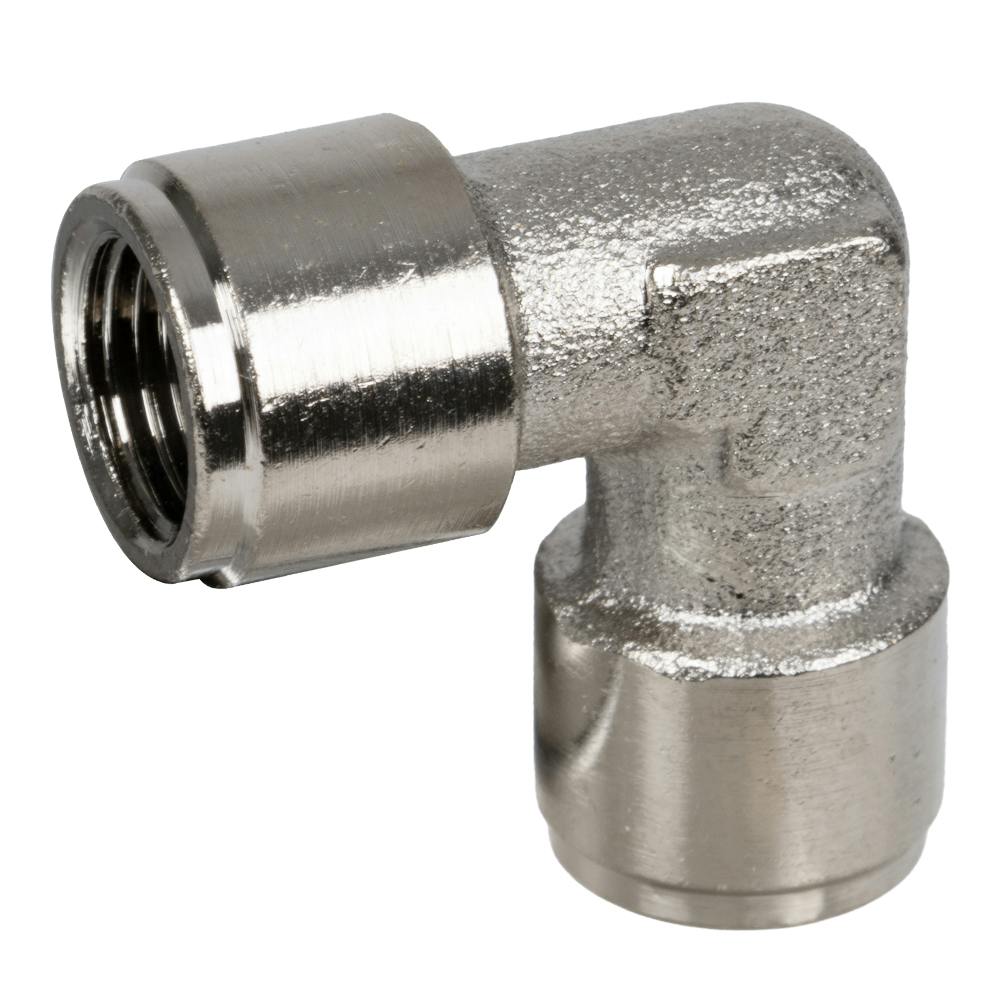 1/8" FNPT x 1/8" FNPT Nickel-Plated Brass Threaded Female 90° Elbow