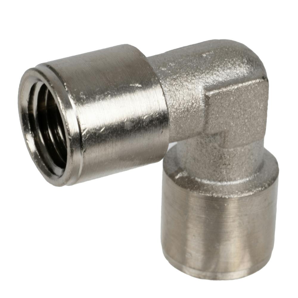 1/4" FNPT x 1/4" FNPT Nickel-Plated Brass Threaded Female 90° Elbow