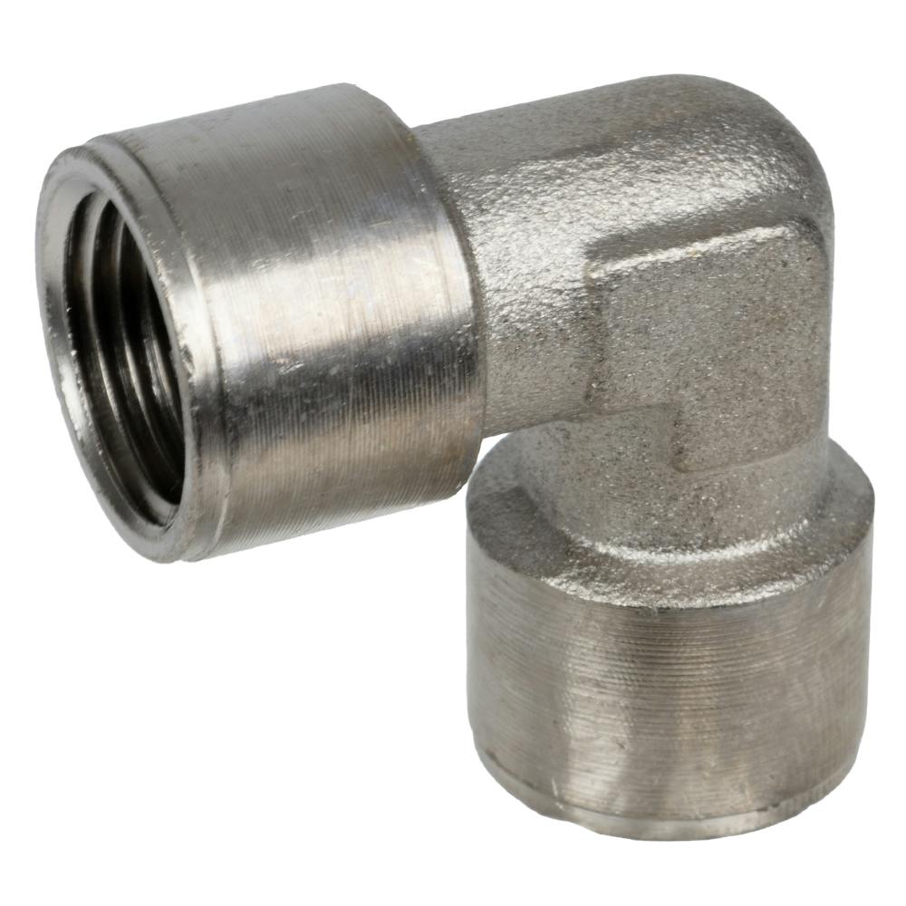 3/8" FNPT x 3/8" FNPT Nickel-Plated Brass Threaded Female 90° Elbow