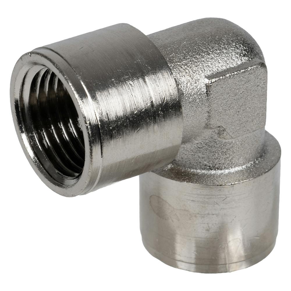 1/2" FNPT x 1/2" FNPT Nickel-Plated Brass Threaded Female 90° Elbow