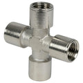 1/4" FNPT Nickel-Plated Brass Threaded Female Cross