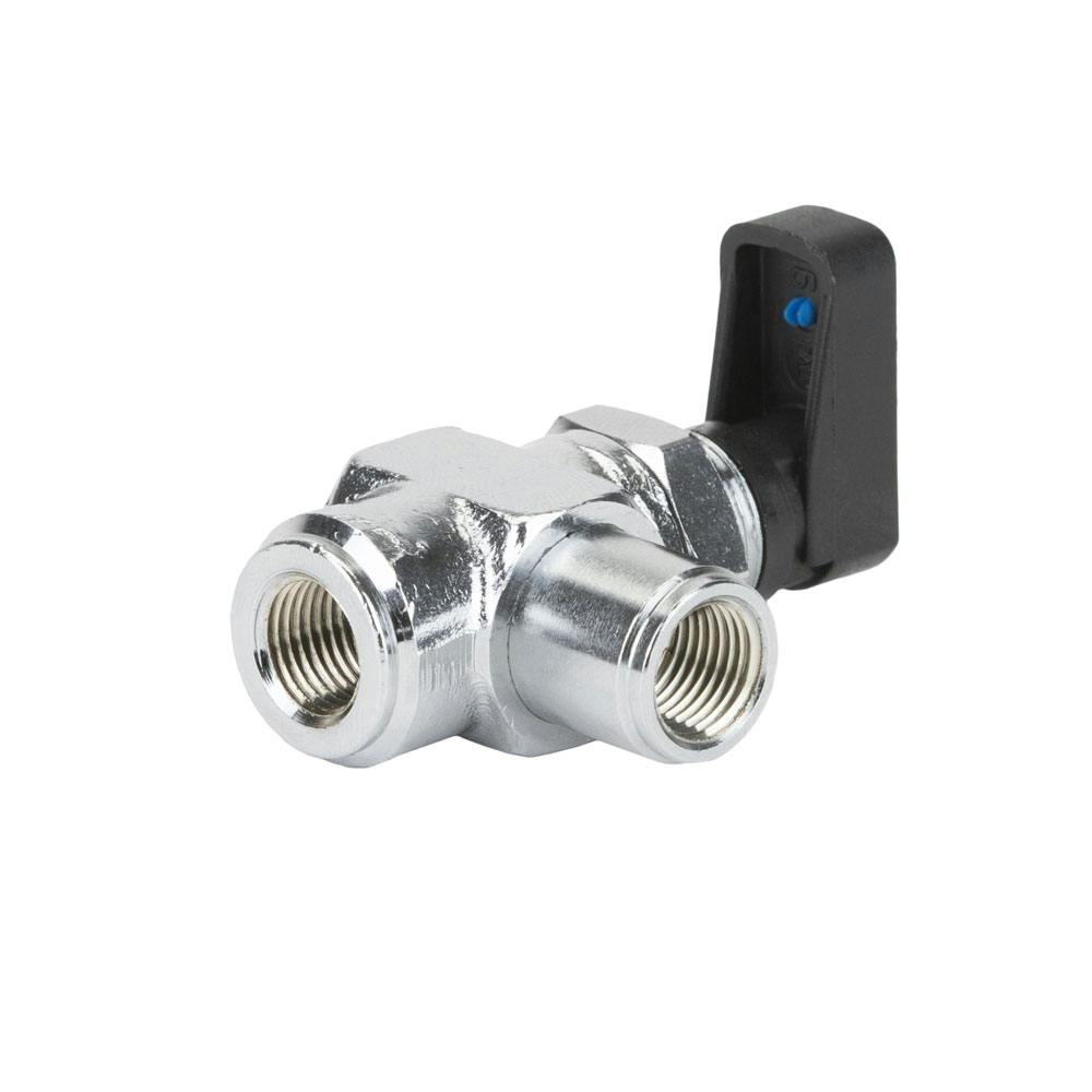 1/8" FPT x 1/8" FPT 90º Chrome Nickel-Plated Brass Mini Ball Valve